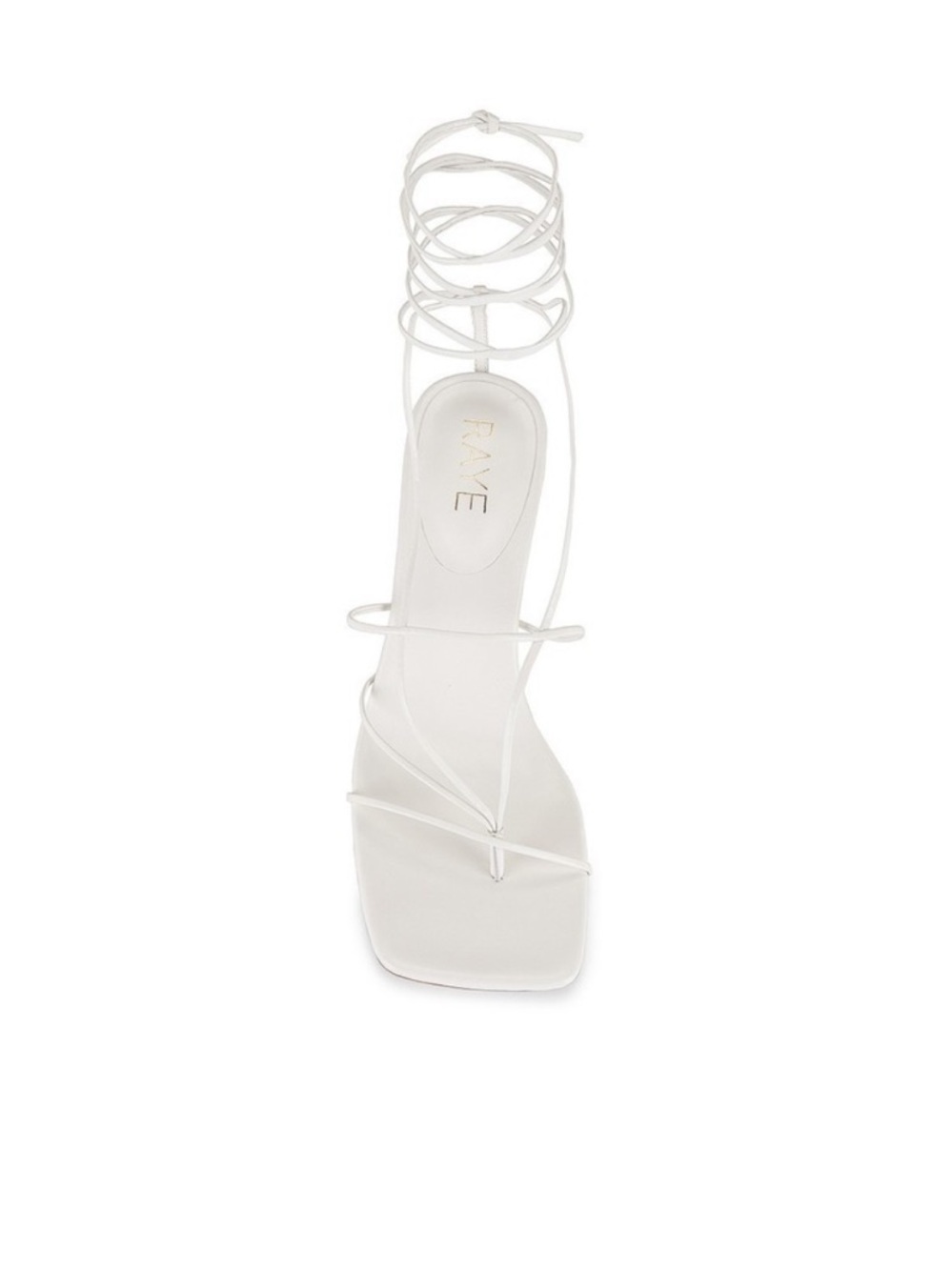 Raye White Strappy Block Heel Sandal with Ankle Wrap Reeves Heel lace up chunky - Picture 2 of 9